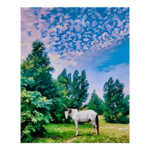 Pôster Espuma de Cavalo Branco em Serene Verde