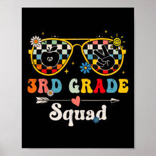 Poster Esquadrão da 3ª Série Fofo Groovy Professor Aluno 
