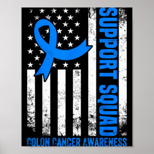 Poster Esquadrão de Apoio Bandeira Americana EUA Câncer d