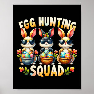 Poster Esquadrão de Caça a Ovos Dia Feliz de Páscoa Coelh