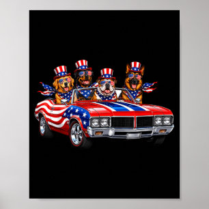 Poster Esquadrão de cães patrióticos carro americano clás
