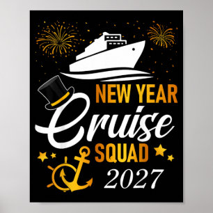 Poster Esquadrão de Cruzeiro de Ano Novo Reunião de Féria