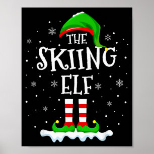 Poster Esquadrão de Elfo Esquiando Natal Família Correspo