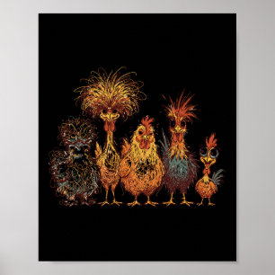 Poster Esquadrão de Frango Louco Pássaros da Fazenda de C