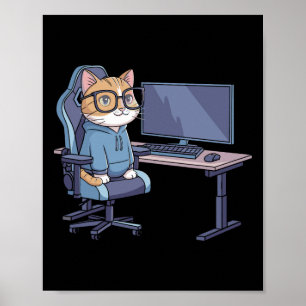 Poster Esquadrão de Gato Gamer Meme Divertido 1 