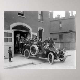 Pôster Esquadrão de Incêndio Packard, 1911. Foto Antiga
