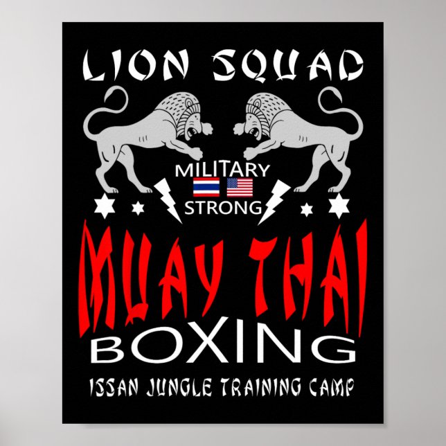 Poster Esquadrão de Leão de Muay Thai Boxe Militar (Frente)