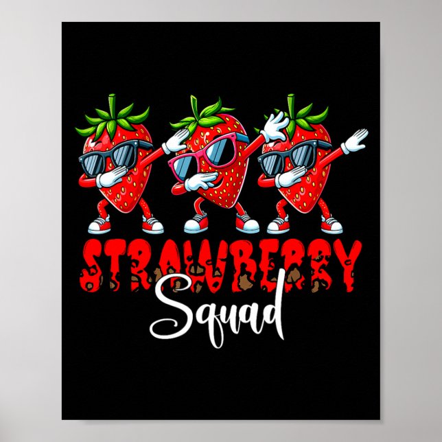 Poster Esquadrão de morango três fazendo dab de morangos (Frente)