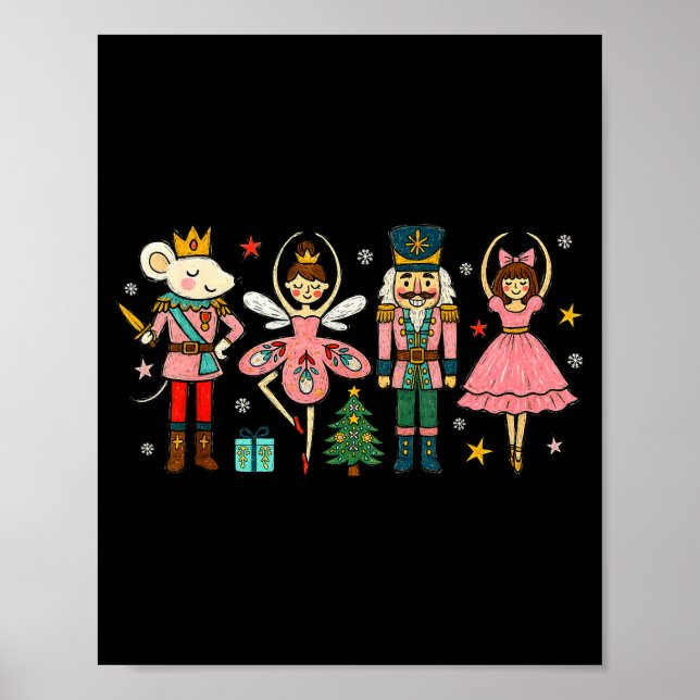 Poster Esquadrão de Nutcracker de Natal Ballet Dança Mulh (Frente)