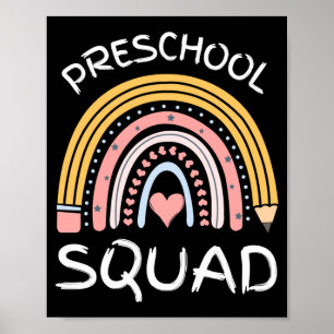 Poster Esquadrão de pré-escola masculino fofo retrô volta