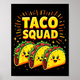 Poster Esquadrão de Taco Engraçado Fiesta de Comida Mexic