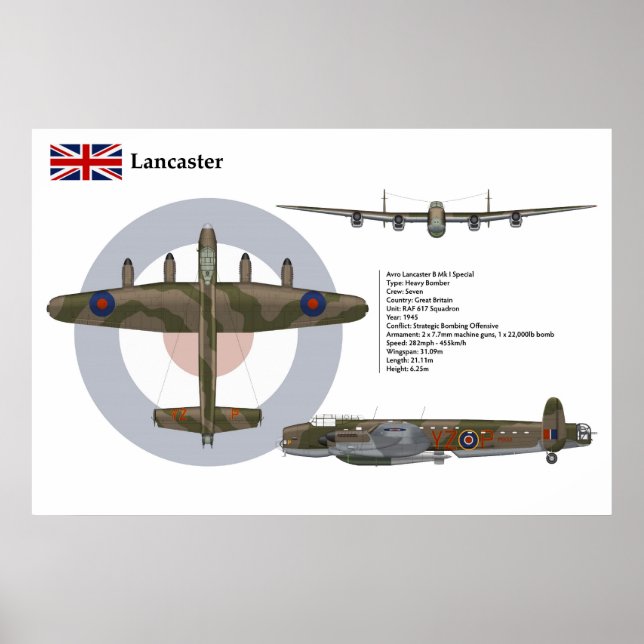 Pôster Esquadrão Especial 617 do Lancaster BI (Frente)