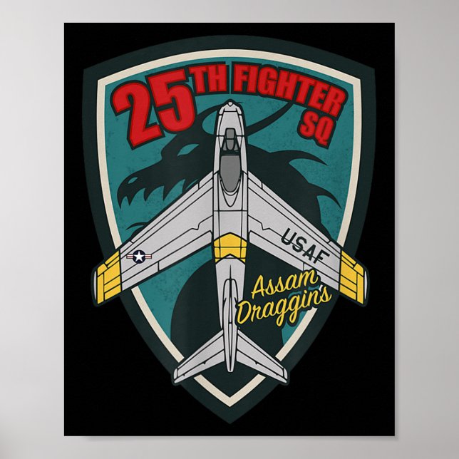 Poster Esquadrão F-86 Saber 25 Fighter (Frente)