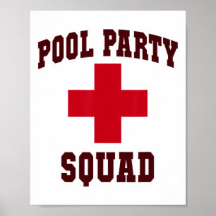 Poster Esquadrão Festa na Piscina Fofa Polícia da Piscina
