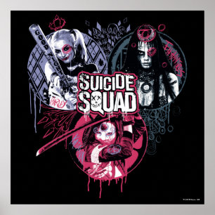 Poster Esquadrão Suicida   Crachás de Grafite de Garota