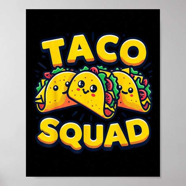 Poster Esquadrão Taco Engraçado Comida Mexicano (Frente)
