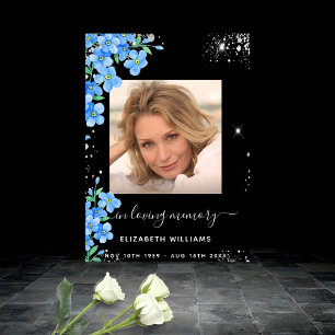 Poster Esqueci-me não preto floral foto memorial funeral