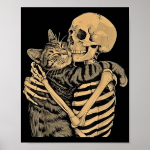 Poster Esqueleto Abraçando Gato – Presente Fofo para Aman