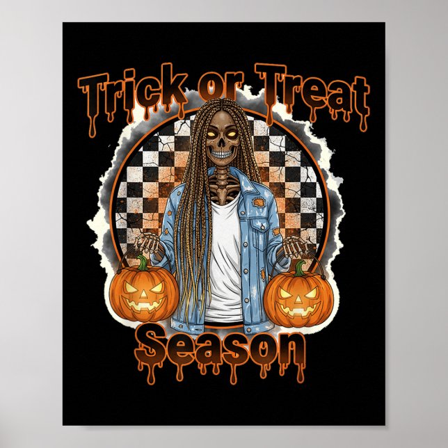 Poster Esqueleto Afro-Americano de Halloween Temporada Ab (Frente)