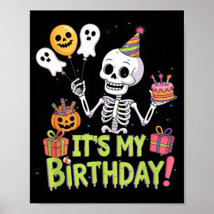 Poster Esqueleto Aniversário Divertido Feliz Aniversário