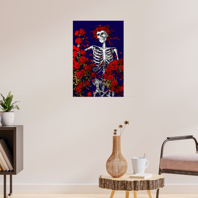 Poster Esqueleto Antigo & Rosas (Sala de Estar 3)