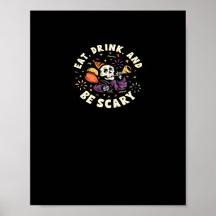 Poster Esqueleto Assustador Celebrando o Halloween Coma B