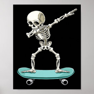 Poster Esqueleto Assustador Skate Halloween Skateboardi