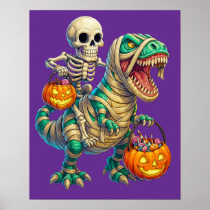 Poster Esqueleto Caprichoso Montando um T-Rex Múmia no Ha