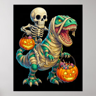 Poster Esqueleto Caprichoso Montando um T-Rex Múmia no Ha