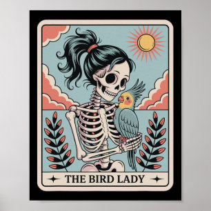 Poster Esqueleto Carta de Tarot da Senhora do Pássaro Esq
