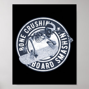 Poster Esqueleto Com Capacete Skate Longboard Cruiser