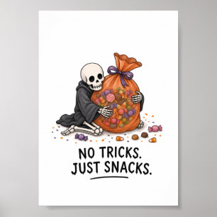 Poster Esqueleto com Saco de Doces Ilustração Divertida d