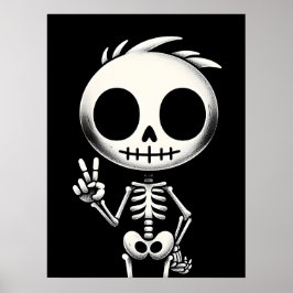 Poster Esqueleto Cute Spooky, Arte Halloween