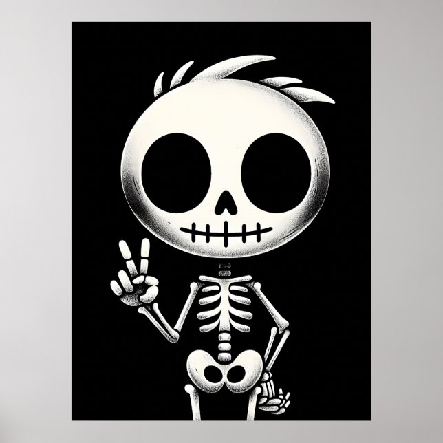 Poster Esqueleto Cute Spooky, Arte Halloween (Frente)