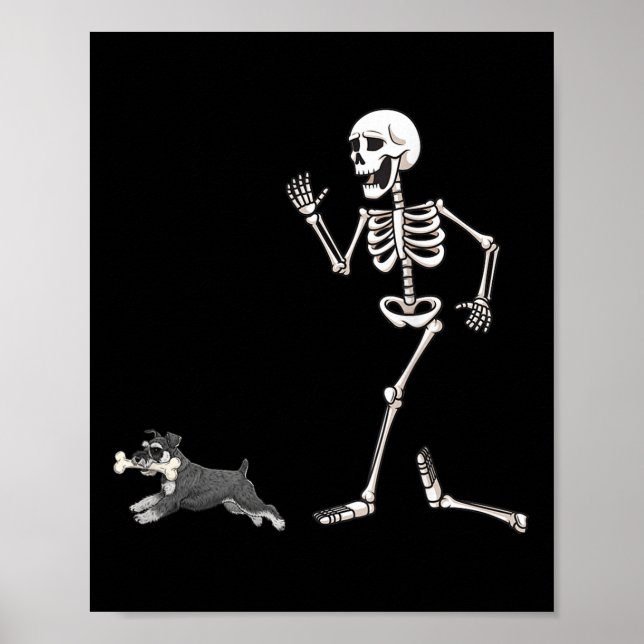 Poster Esqueleto Da Miniatura Do Dia de as Bruxas engraça (Frente)