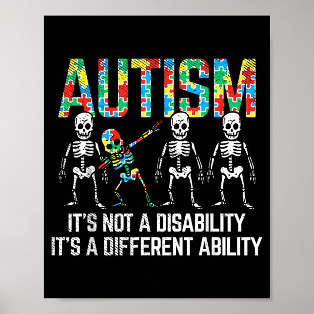 Poster Esqueleto Dabbing Não é uma Deficiência Conscienti (Frente)