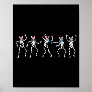 Poster Esqueleto Dançando Camisa Desafio de Dança Golfinh