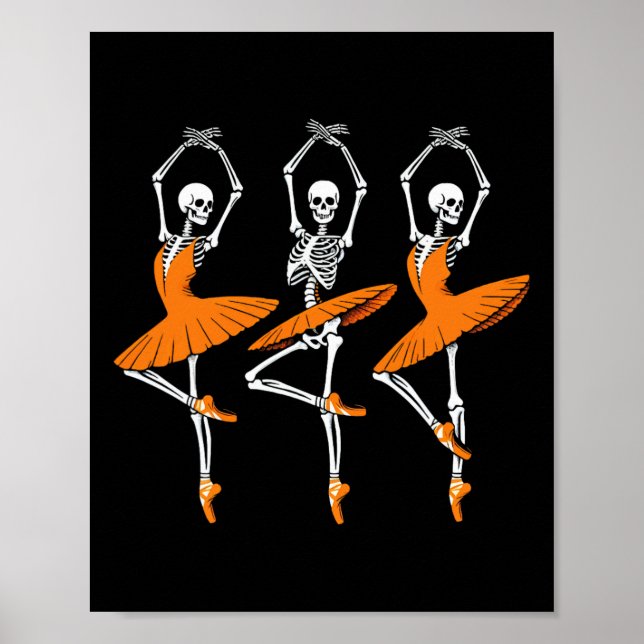 Poster Esqueleto Dançando Engraçado Ballerina Menina de M (Frente)