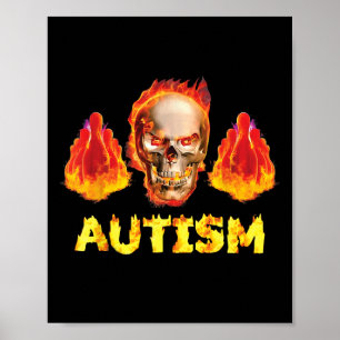 Poster Esqueleto de Autismo Flamejante Jogando Boliche Es