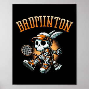 Poster Esqueleto De Badminton Com Raqueta E Carro