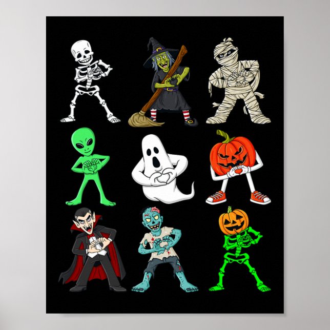Poster Esqueleto De Dança Halloween Keke E Monstros (Frente)