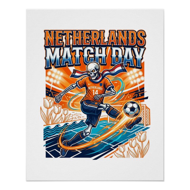 Pôster Esqueleto de Dia de Partida da Holanda Striker Nat (Frente)