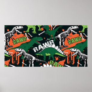 Poster Esqueleto de dinossauro. Padrão de gradação de