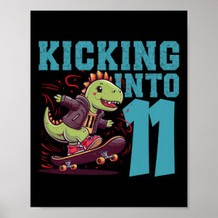 Poster Esqueleto de dinossauro T-rex andando de skate com