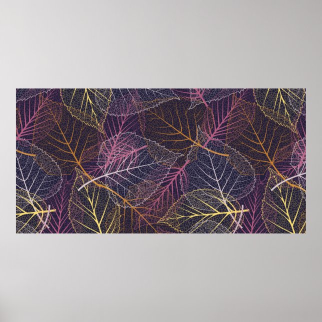 Poster Esqueleto de folha sem soldadura, fundo com coluna (Frente)