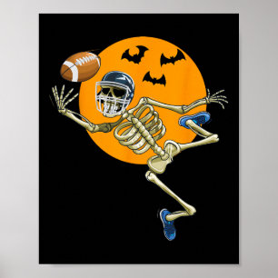 Poster Esqueleto de Futebol Americano Halloween Homens Me