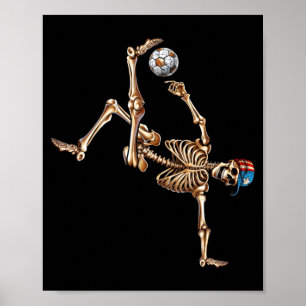 Poster Esqueleto de futebol jogador bicicleta chute espor