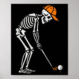 Poster Esqueleto de golfe no Halloween Fantasia de Golfe