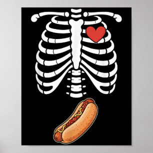 Poster Esqueleto de Gravidez Hotdog Barriga Bump Caixa To