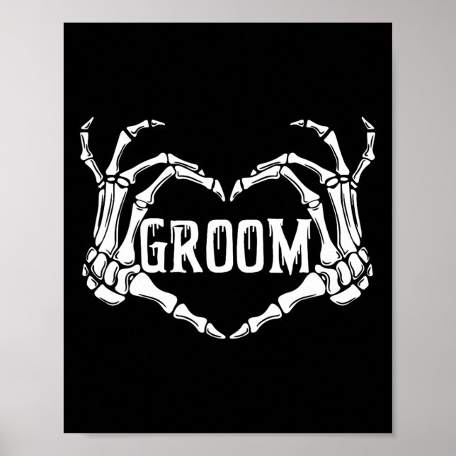 Poster Esqueleto de Groom Spooky Mãos Noivado de Hallowee (Frente)